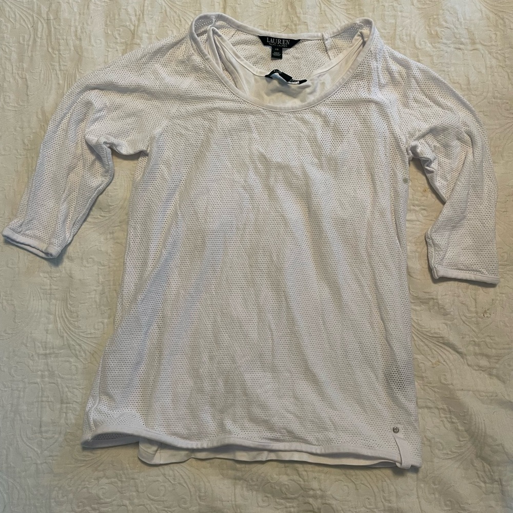 NWOT Lauren Ralph Lauren Mesh 3/4 Top